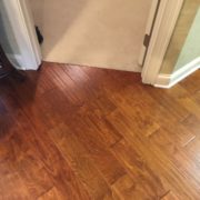 Installed handscraped prefinished birch wood flooring