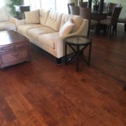 Installed handscraped prefinished birch wood flooring