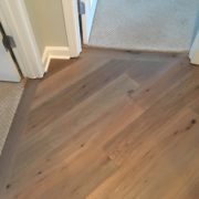 French/German White Oak wood flooring diagonally installed