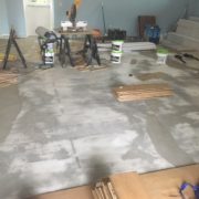 Dan's Floor Store crew flooring installation work station