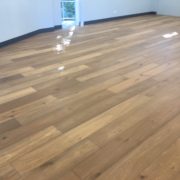 Wide white oak flooring installed