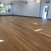 Wide white oak flooring installed