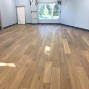 Wide white oak flooring installed