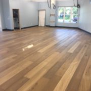 Wide white oak flooring installed