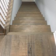 Match stained stair treads installed