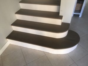 Radius stair treads with custom risers