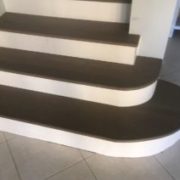 Radius stair treads with custom risers