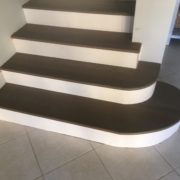 Radius stair treads with custom risers