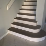 Radius stair treads with custom risers