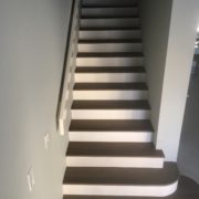 Radius stair treads with custom risers