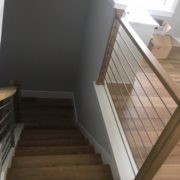 Stained and finished stair treads installed