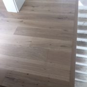 Starting installation of the French Oak flooring