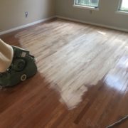 Sanding Red Oak wood floor with Lagler Hummel belt sander