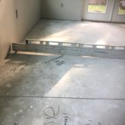 Showing slab drop at rear wall of room addition