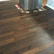 Engineered Hickory hardwood flooring with saw mark texture