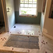 Installing porcelain floor tiles