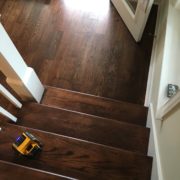 White Oak flooring, stained and finished to match stair treads