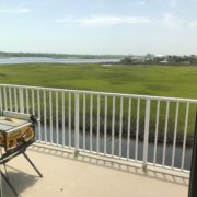 Leveling condo subfloors - view over patio.