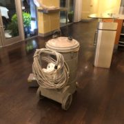 Bar wood floor - Matthew's Restaurant - before refinishing.