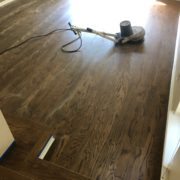 Buffing finished Red Oak hardwood flooring