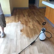 Popping bar wood floor - Matthew's Restaurant - after sanding