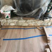 Red Oak flooring - cut to fit fireplace