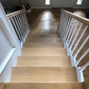 Sanded and hand scraped stair treads