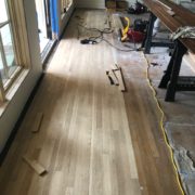 Installed unfinished white oak flooring