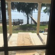 View of the river through back window of project home and new extension.