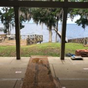 View of the river through new project home extension.