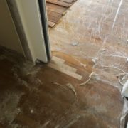 Weave in unfinished white oak flooring at doorway