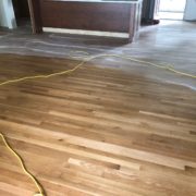 Buffing finish on white oak flooring