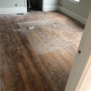 Heart pine plank flooring, prior to refinishing