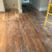 Heart pine plank flooring, prior to refinishing