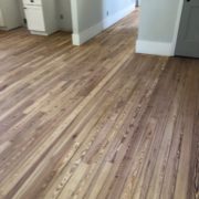 Sanded heart pine plank flooring