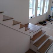 Engineered White Oak flooring stair treads, installed