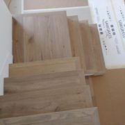 Engineered White Oak flooring stair treads, installed