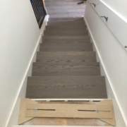Installing gray Oak stair treads w/ template
