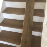 Checking match stained Oak stair treads to White Oak flooring