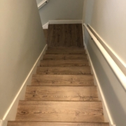 Oak look LVP stairway installed