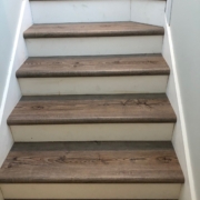 Oak look LVP stairway installed