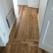 Finished heart pine flooring