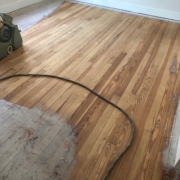 Sanding heart pine flooring