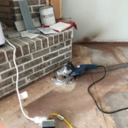 Cutting groove at bottom of fireplace hearth