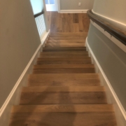 French Oak plank flooring stairway