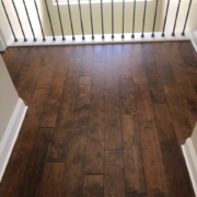 Installed birch hardwood flooring