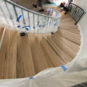 Sanded, hand scraped Oak stair treads.