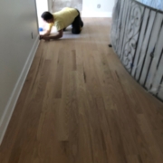 Sanding, hand scraping Red Oak floors.