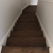 Stained and finished Oak stair treads and flooring.