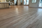 Natural look refinished Red Oak floors.